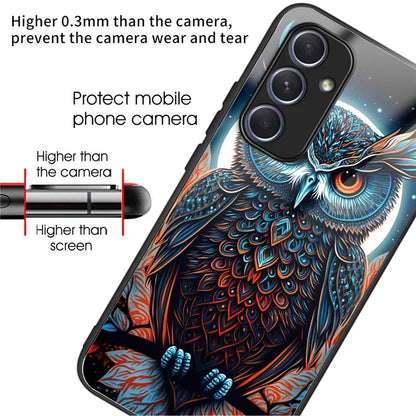 For Samsung Galaxy A54 5G Case Anti-Drop Tempered Glass+TPU Pattern Print Phone Cover