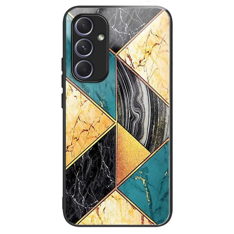 For Samsung Galaxy A54 5G Case Anti-Drop Tempered Glass+TPU Pattern Print Phone Cover