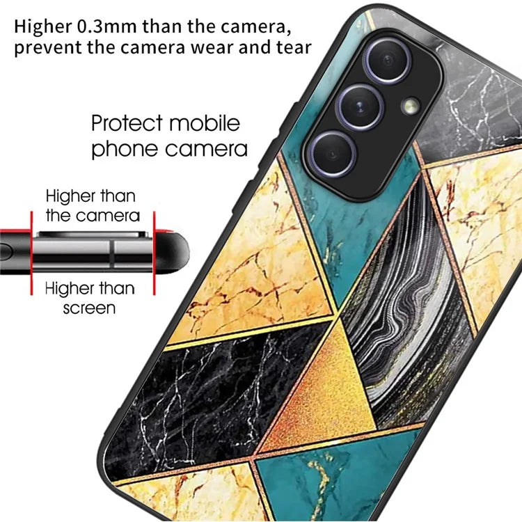 For Samsung Galaxy A54 5G Case Anti-Drop Tempered Glass+TPU Pattern Print Phone Cover