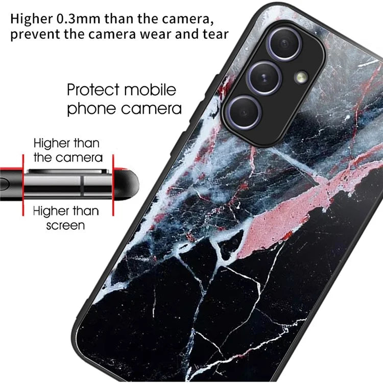 For Samsung Galaxy A54 5G Case Anti-Drop Tempered Glass+TPU Pattern Print Phone Cover