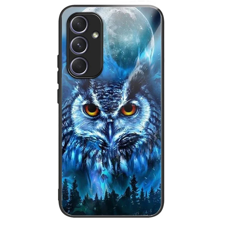 For Samsung Galaxy A54 5G Case Anti-Drop Tempered Glass+TPU Pattern Print Phone Cover