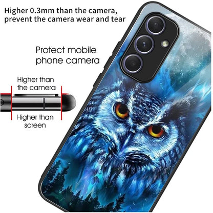 For Samsung Galaxy A54 5G Case Anti-Drop Tempered Glass+TPU Pattern Print Phone Cover