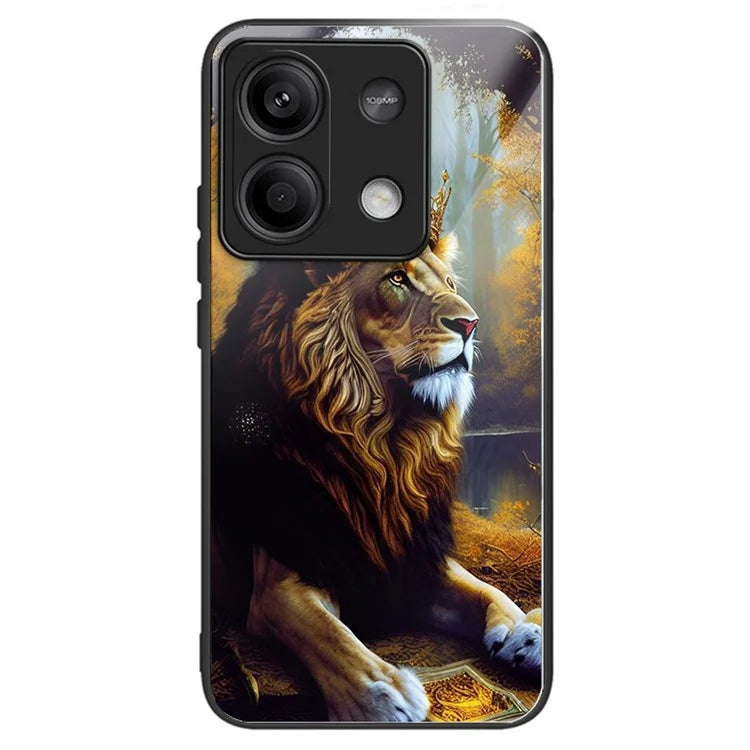 For Xiaomi Redmi Note 13 5G Case Tempered Glass+TPU Phone Cover Pattern Printing