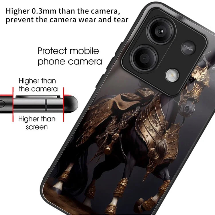 For Xiaomi Redmi Note 13 5G Case Tempered Glass+TPU Phone Cover Pattern Printing