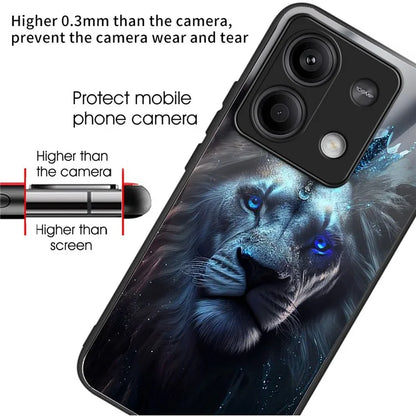 For Xiaomi Redmi Note 13 5G Case Tempered Glass+TPU Phone Cover Pattern Printing