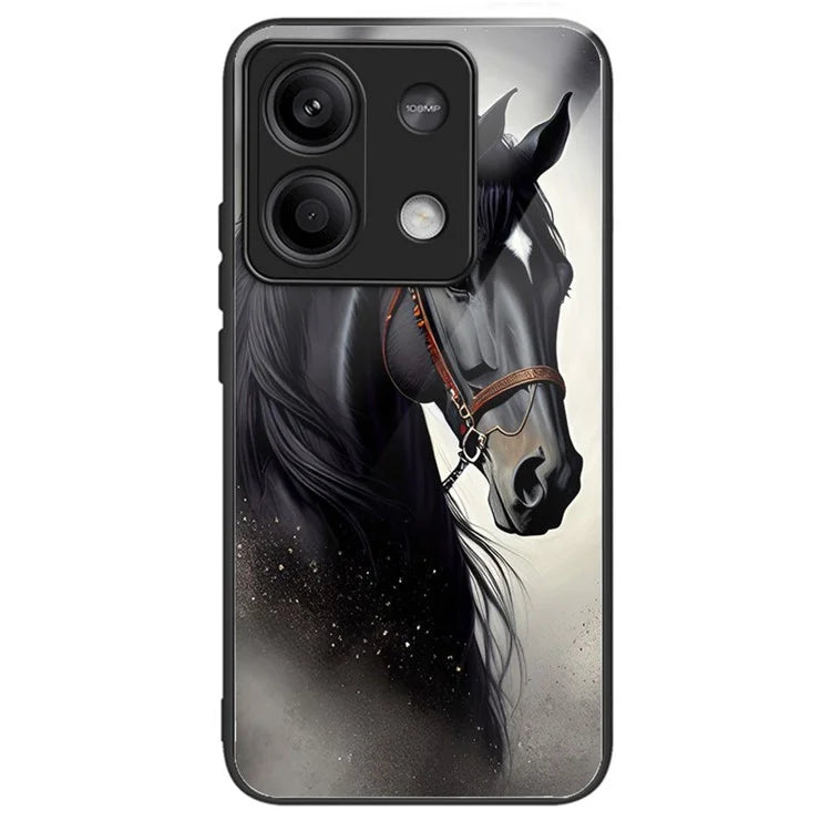 For Xiaomi Redmi Note 13 5G Case Tempered Glass+TPU Phone Cover Pattern Printing
