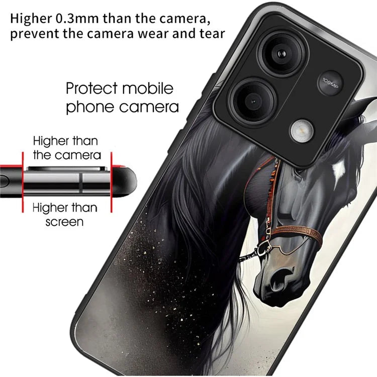 For Xiaomi Redmi Note 13 5G Case Tempered Glass+TPU Phone Cover Pattern Printing