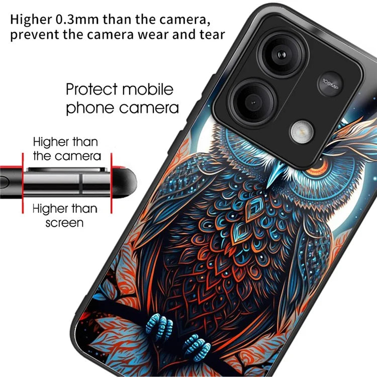 For Xiaomi Redmi Note 13 5G Case Tempered Glass+TPU Phone Cover Pattern Printing