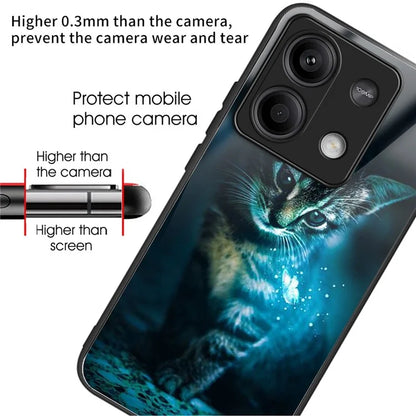 For Xiaomi Redmi Note 13 5G Case Tempered Glass+TPU Phone Cover Pattern Printing