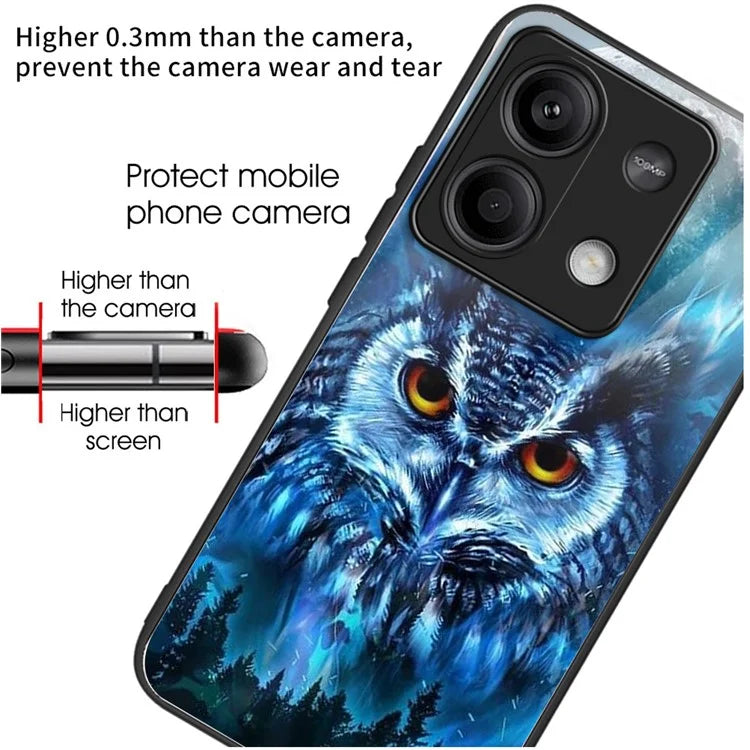 For Xiaomi Redmi Note 13 5G Case Tempered Glass+TPU Phone Cover Pattern Printing