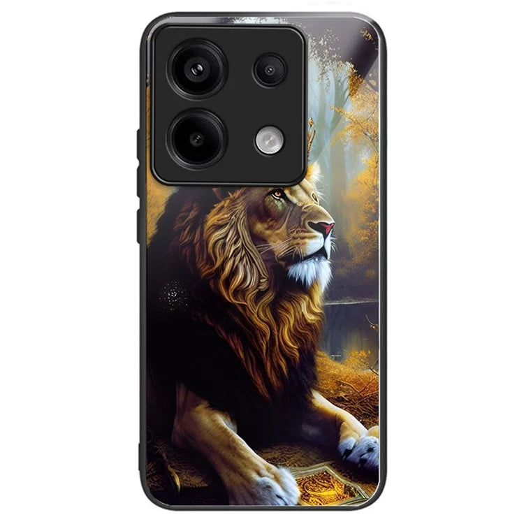 For Xiaomi Redmi Note 13 Pro 5G / Poco X6 5G Slim Case Pattern Printing Tempered Glass TPU Phone Cover