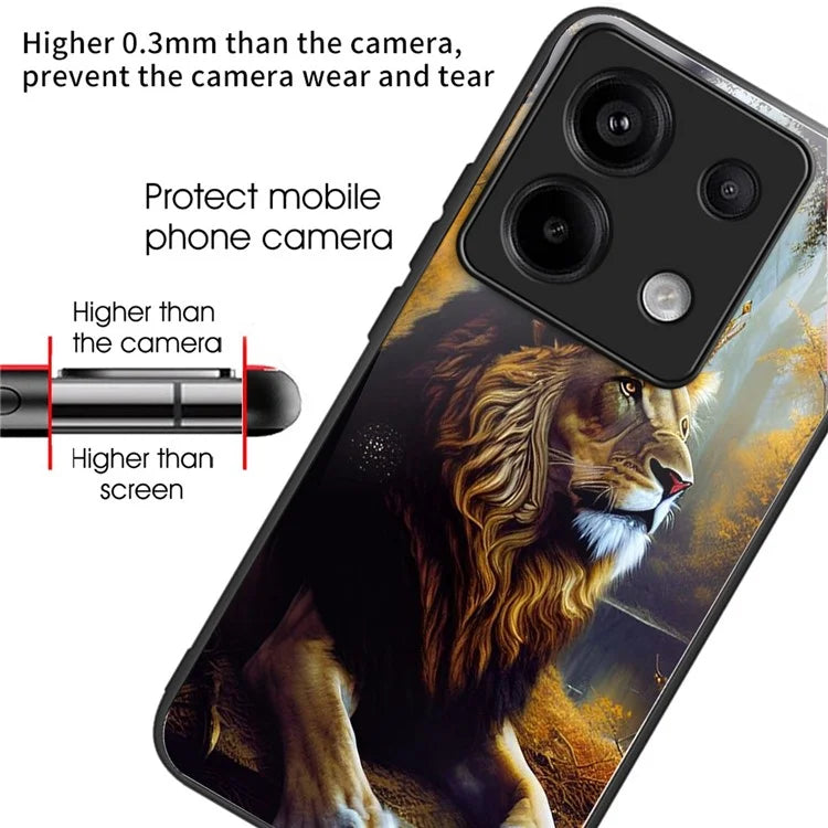 For Xiaomi Redmi Note 13 Pro 5G / Poco X6 5G Slim Case Pattern Printing Tempered Glass TPU Phone Cover