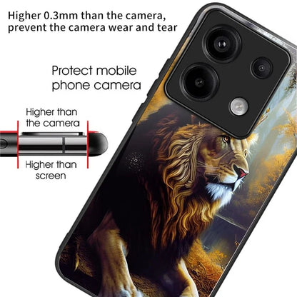 For Xiaomi Redmi Note 13 Pro 5G / Poco X6 5G Slim Case Pattern Printing Tempered Glass TPU Phone Cover