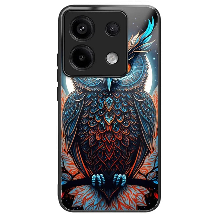 For Xiaomi Redmi Note 13 Pro 5G / Poco X6 5G Slim Case Pattern Printing Tempered Glass TPU Phone Cover