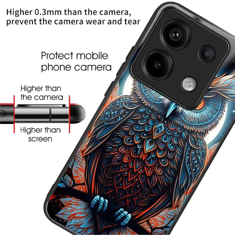 For Xiaomi Redmi Note 13 Pro 5G / Poco X6 5G Slim Case Pattern Printing Tempered Glass TPU Phone Cover