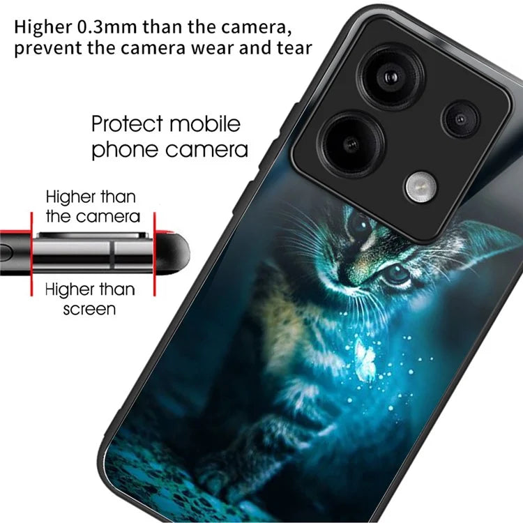 For Xiaomi Redmi Note 13 Pro 5G / Poco X6 5G Slim Case Pattern Printing Tempered Glass TPU Phone Cover