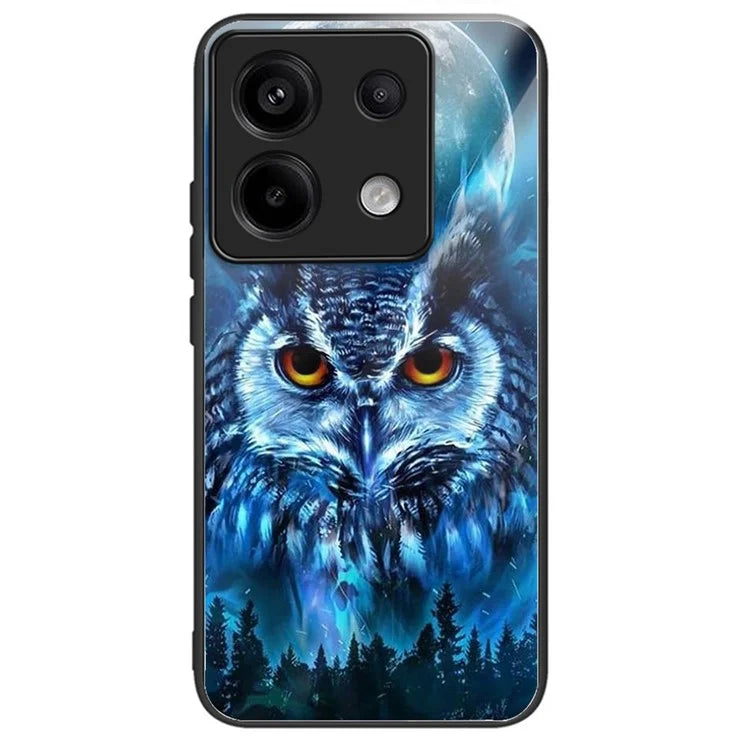 For Xiaomi Redmi Note 13 Pro 5G / Poco X6 5G Slim Case Pattern Printing Tempered Glass TPU Phone Cover