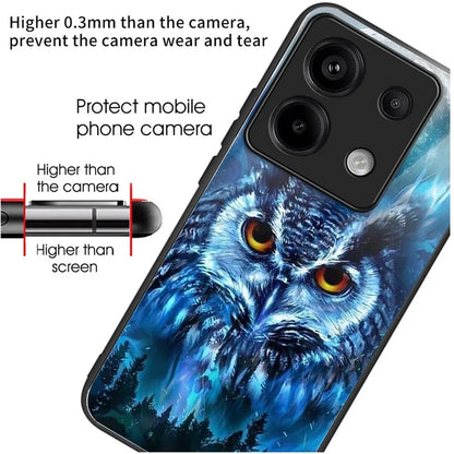 For Xiaomi Redmi Note 13 Pro 5G / Poco X6 5G Slim Case Pattern Printing Tempered Glass TPU Phone Cover