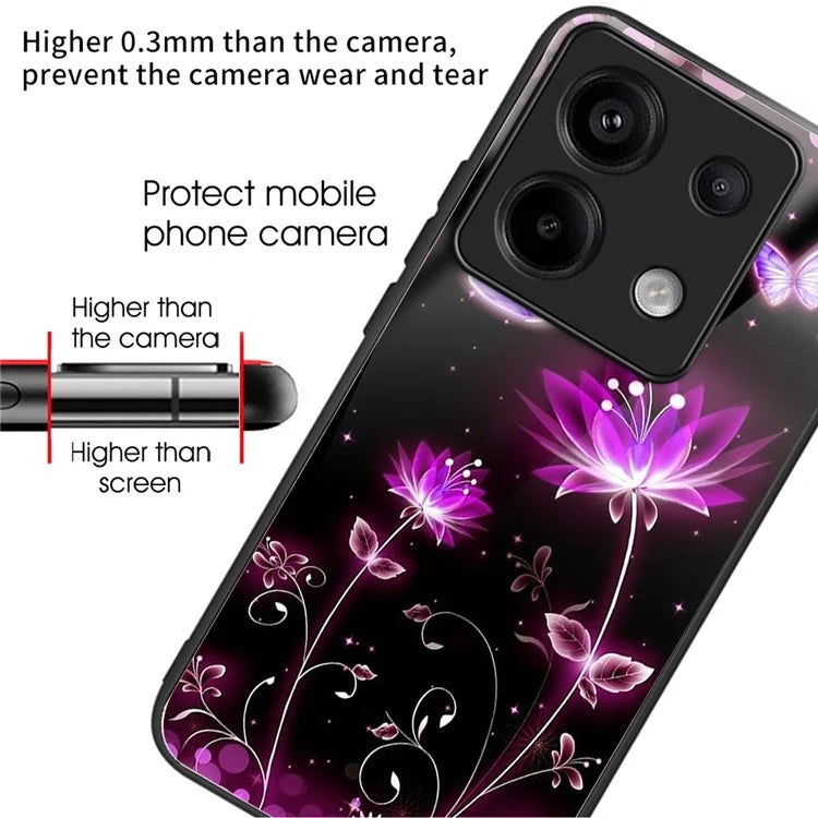 For Xiaomi Redmi Note 13 Pro 5G / Poco X6 5G Slim Case Pattern Printing Tempered Glass TPU Phone Cover