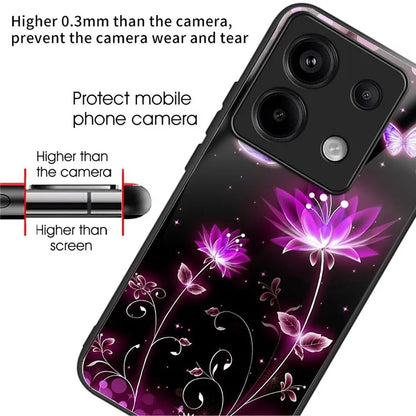 For Xiaomi Redmi Note 13 Pro 5G / Poco X6 5G Slim Case Pattern Printing Tempered Glass TPU Phone Cover