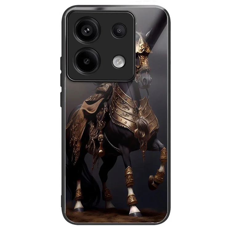 For Xiaomi Redmi Note 13 Pro 5G / Poco X6 5G Slim Case Pattern Printing Tempered Glass TPU Phone Cover
