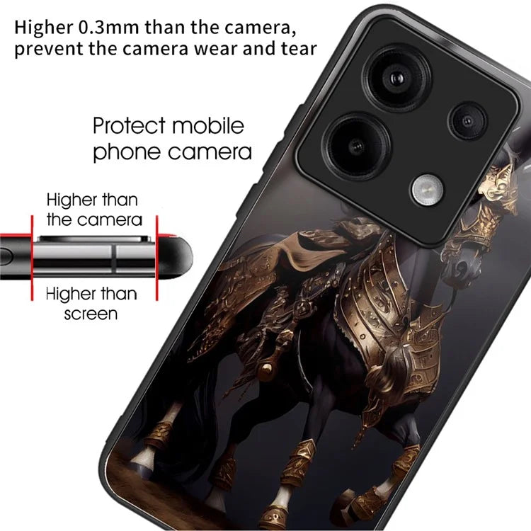 For Xiaomi Redmi Note 13 Pro 5G / Poco X6 5G Slim Case Pattern Printing Tempered Glass TPU Phone Cover