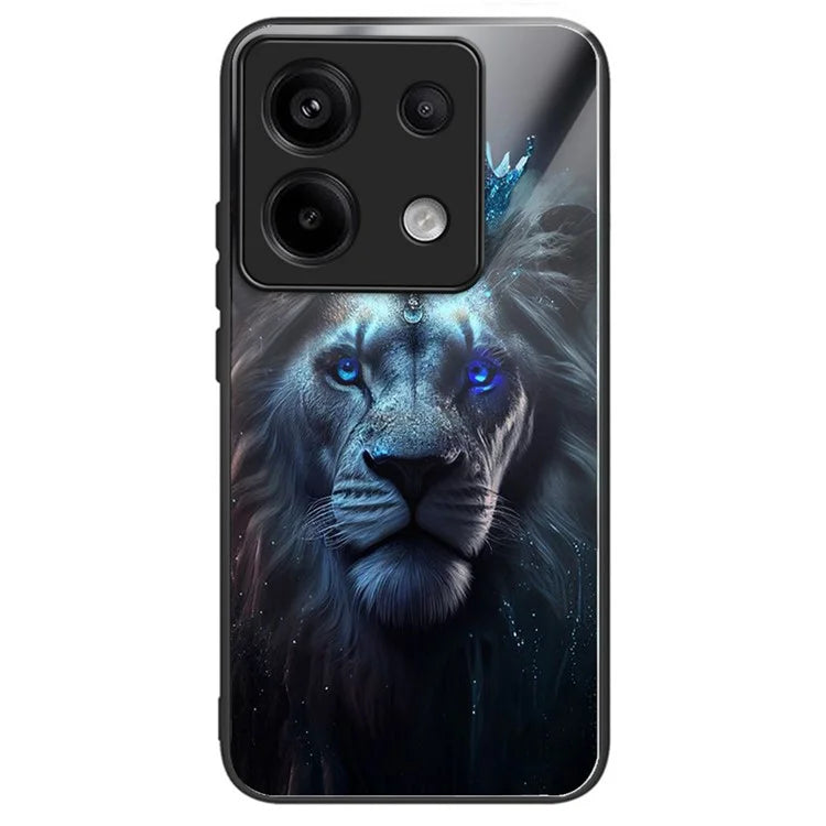 For Xiaomi Redmi Note 13 Pro 5G / Poco X6 5G Slim Case Pattern Printing Tempered Glass TPU Phone Cover