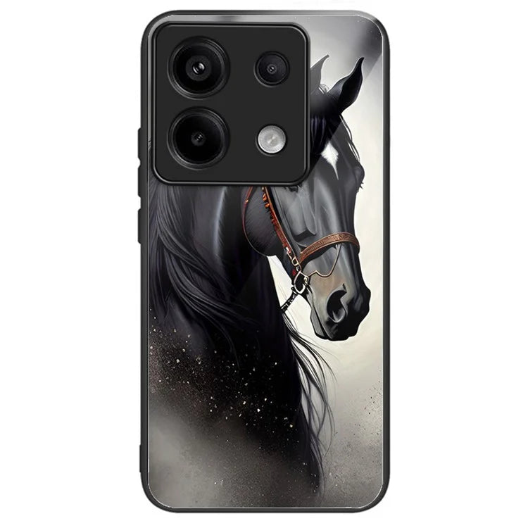 For Xiaomi Redmi Note 13 Pro 5G / Poco X6 5G Slim Case Pattern Printing Tempered Glass TPU Phone Cover