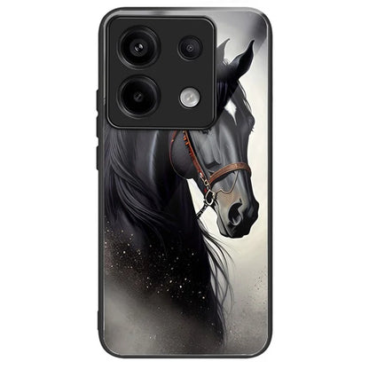 For Xiaomi Redmi Note 13 Pro 5G / Poco X6 5G Slim Case Pattern Printing Tempered Glass TPU Phone Cover