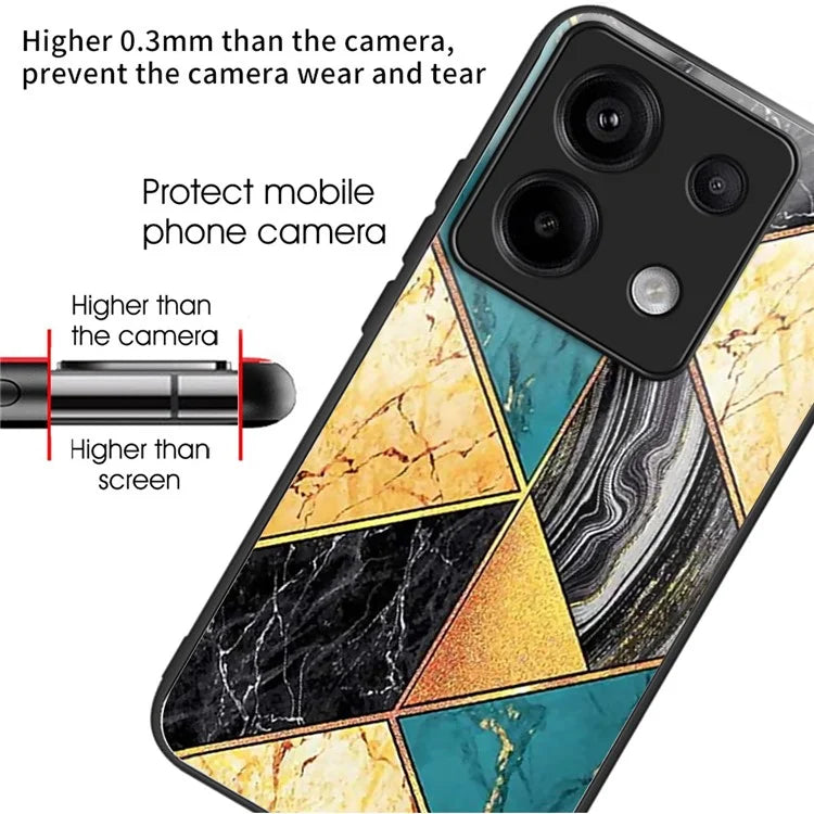For Xiaomi Redmi Note 13 Pro 5G / Poco X6 5G Slim Case Pattern Printing Tempered Glass TPU Phone Cover