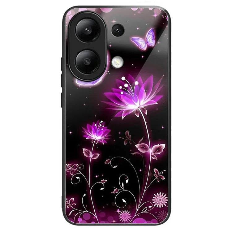 For Xiaomi Redmi Note 13 4G Phone Case Pattern Printed Tempered Glass Back Cover