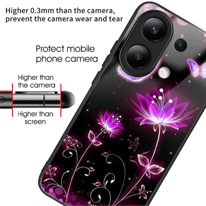 For Xiaomi Redmi Note 13 4G Phone Case Pattern Printed Tempered Glass Back Cover