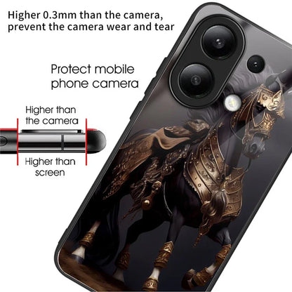For Xiaomi Redmi Note 13 4G Phone Case Pattern Printed Tempered Glass Back Cover
