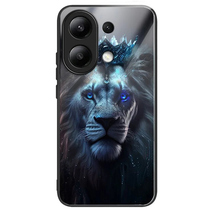 For Xiaomi Redmi Note 13 4G Phone Case Pattern Printed Tempered Glass Back Cover