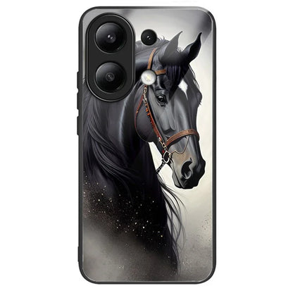 For Xiaomi Redmi Note 13 4G Phone Case Pattern Printed Tempered Glass Back Cover