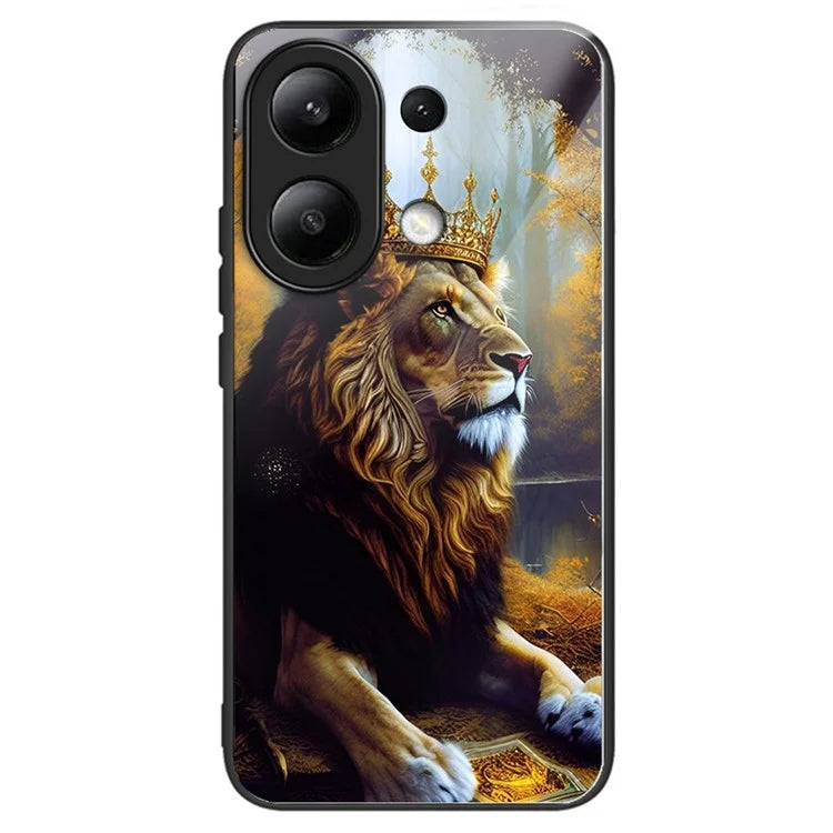 For Xiaomi Redmi Note 13 4G Phone Case Pattern Printed Tempered Glass Back Cover
