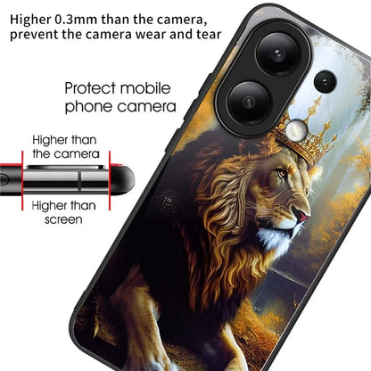 For Xiaomi Redmi Note 13 4G Phone Case Pattern Printed Tempered Glass Back Cover