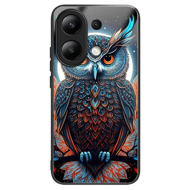 For Xiaomi Redmi Note 13 4G Phone Case Pattern Printed Tempered Glass Back Cover