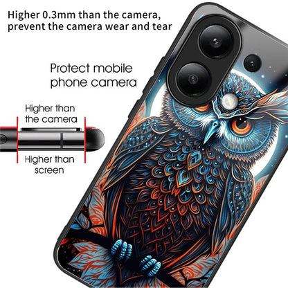 For Xiaomi Redmi Note 13 4G Phone Case Pattern Printed Tempered Glass Back Cover