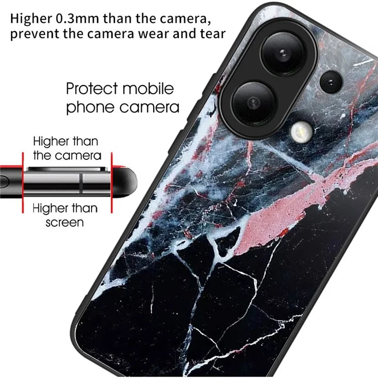 For Xiaomi Redmi Note 13 4G Phone Case Pattern Printed Tempered Glass Back Cover
