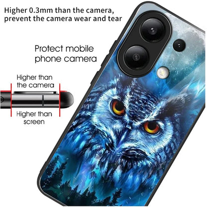 For Xiaomi Redmi Note 13 4G Phone Case Pattern Printed Tempered Glass Back Cover