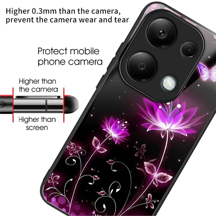 For Xiaomi Redmi Note 13 Pro 4G / Poco M6 Pro 4G Case Tempered Glass Pattern Phone Cover