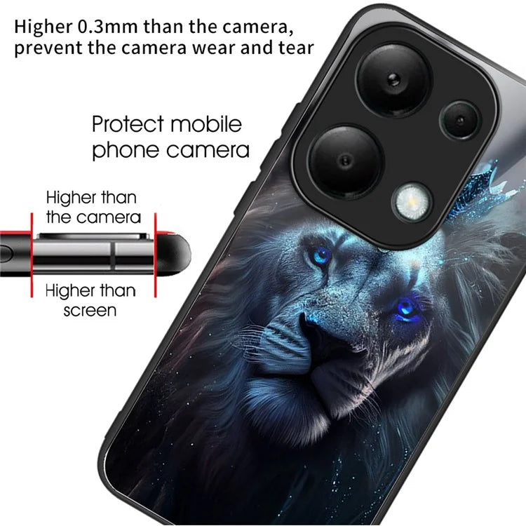 For Xiaomi Redmi Note 13 Pro 4G / Poco M6 Pro 4G Case Tempered Glass Pattern Phone Cover