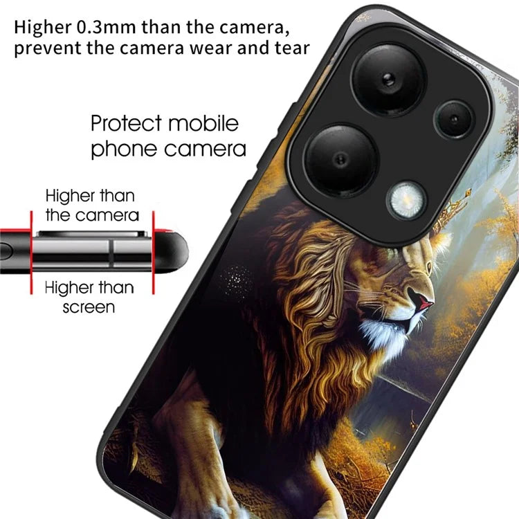 For Xiaomi Redmi Note 13 Pro 4G / Poco M6 Pro 4G Case Tempered Glass Pattern Phone Cover