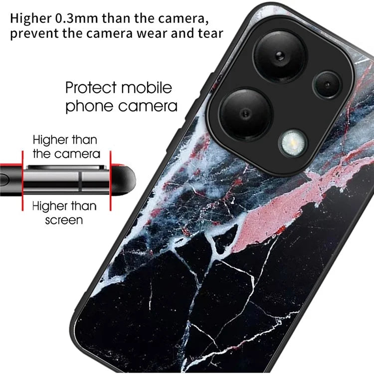 For Xiaomi Redmi Note 13 Pro 4G / Poco M6 Pro 4G Case Tempered Glass Pattern Phone Cover