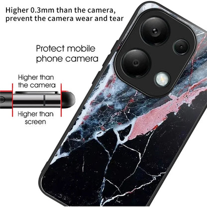For Xiaomi Redmi Note 13 Pro 4G / Poco M6 Pro 4G Case Tempered Glass Pattern Phone Cover