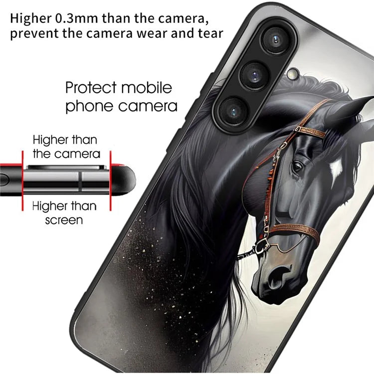 For Samsung Galaxy S24+ Case Tempered Glass+TPU Pattern Printing Phone Cover