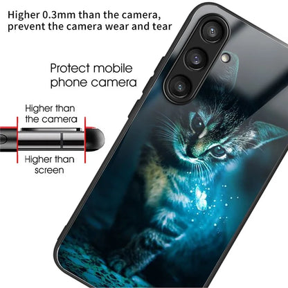 For Samsung Galaxy S24+ Case Tempered Glass+TPU Pattern Printing Phone Cover