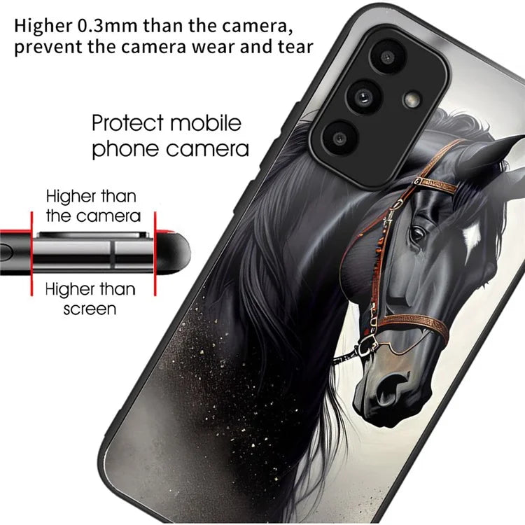 For Samsung Galaxy A15 4G / 5G TPU Phone Case Pattern Printed Tempered Glass Back Cover