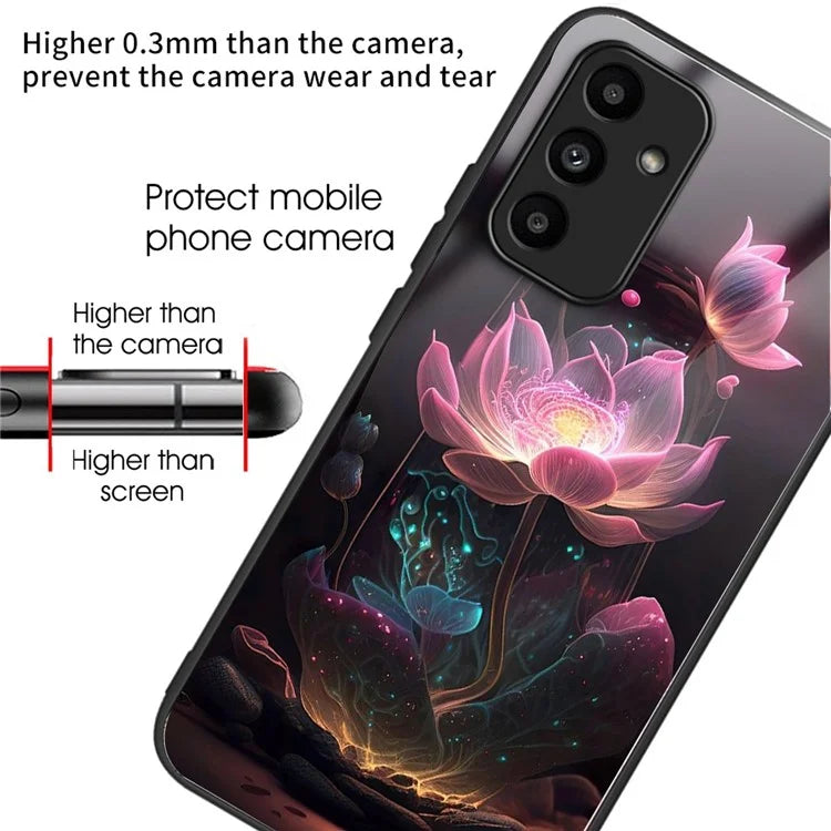 For Samsung Galaxy A15 4G / 5G TPU Phone Case Pattern Printed Tempered Glass Back Cover